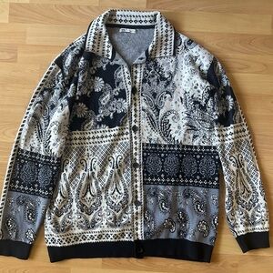 ZARA PAISLEY BUTTON DOWN SWEATER NWOT